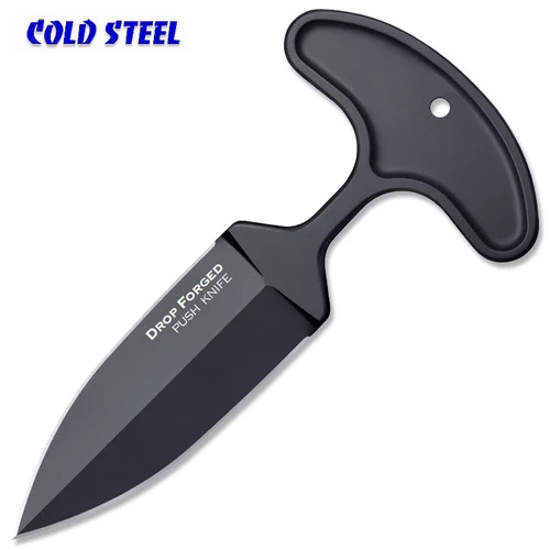 Cold Steel 36MJ Drop Forged Push Knife - 4.0" Double Edge One-Piece Grey Teflon Coated 52100 High Carbon Steel - Secure-Ex Sheath with Ulti-Clip