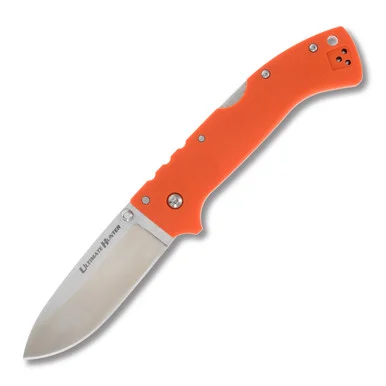 Cold Steel Ultimate Hunter Folding Knife Orange 3.5in Plain Satin Drop Point CS30URY