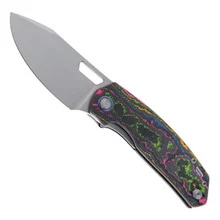 (Coming Late July) Divo Knives Growler V3 Folding Knife 80's Camo FatCarbon Handle 154CM Blade