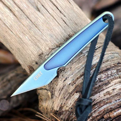 CRKT HangTi Kiridashi (7065) - 1.06" Titanium Blue Titanium Nitride Plain Blade Blue Titanium Handle CR7065