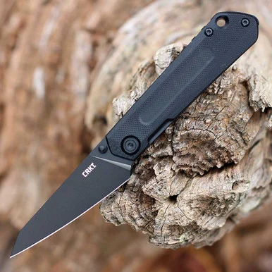CRKT Straight (2670) - 2.6" D2 Black Oxide Wharncliffe Plain Blade Black G-10 Handle CR2670