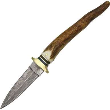 Damascus Knives Boot Knife - Stag Spike (3.25" Damascus) DM1030