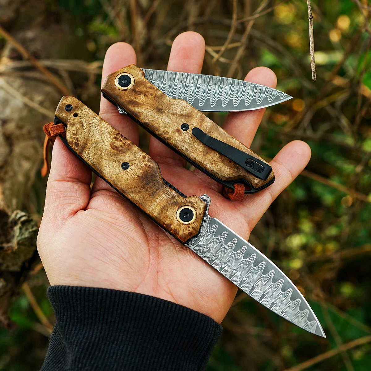 Damascus Pocket Knife With Clip