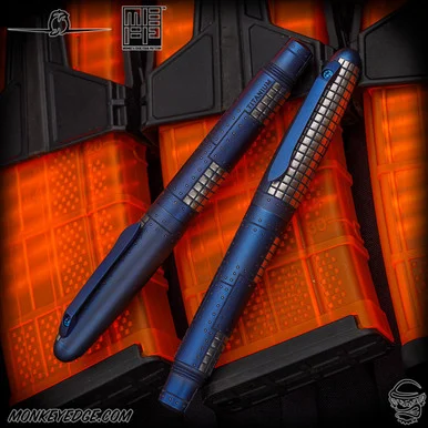 Dmitry Streltsov Pen: Ace - Titanium Blue/Satin Textured - Monkey Edge FRAG Pattern