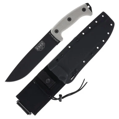 ESEE Junglas II Fixed Blade Knife 8.37in Plain Edge Gray Micarta JUNGLASIIE
