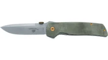 Fox Knives Original Gangster Folding Knife OD Green Canvas Micarta Black HRC 62-64 Stonewashed Blade G10 FX-ATC-OG01 MOD