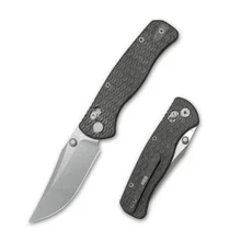 Geo Sharp Shadow Folding Knife Tiger Stripe Flame Titanium Handle M390 Drop Point Plain Edge Stonewash Finish GEO2504C