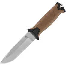 Gerber Strongarm Fixed Blade Knife Coyote Brown Textured GFN Handle Magnacut Plain Edge Stonewash Finish G1075372