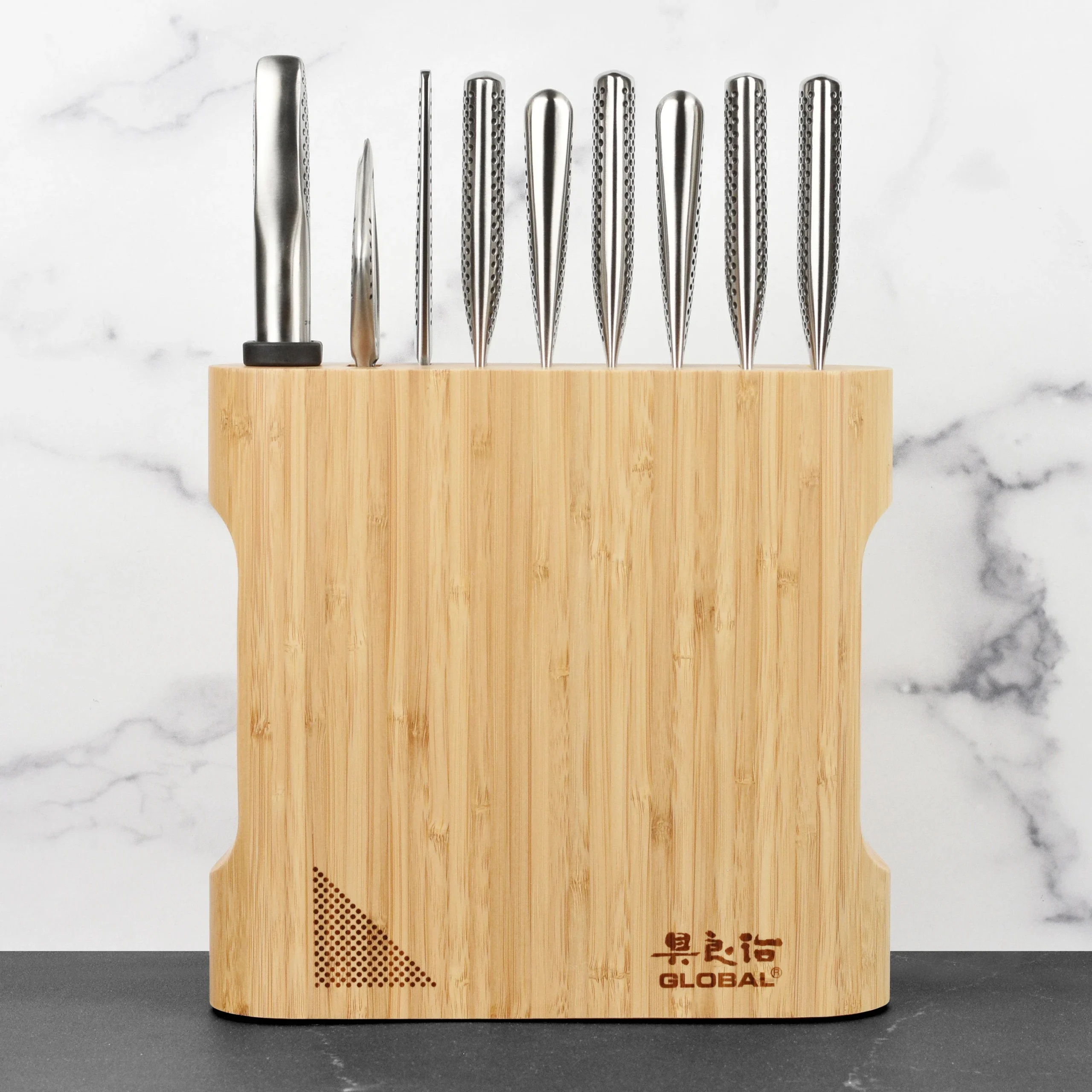 Global Kanpeki 10 Piece Knife Block Set, Bamboo