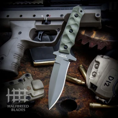 Halfbreed Medium Clearance Knife OD G-10 (4.5" K340) MCK-01 OD