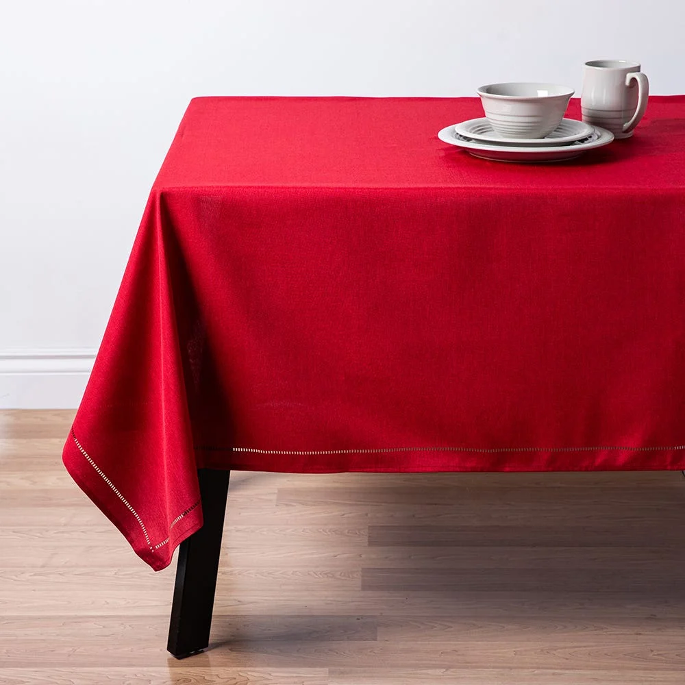 Harman Hemstitch Polyester Tablecloth 52"x70" (Red)