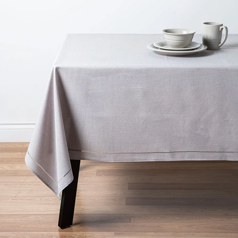 Harman Hemstitch Polyester Tablecloth 60"x120"(Light Grey)