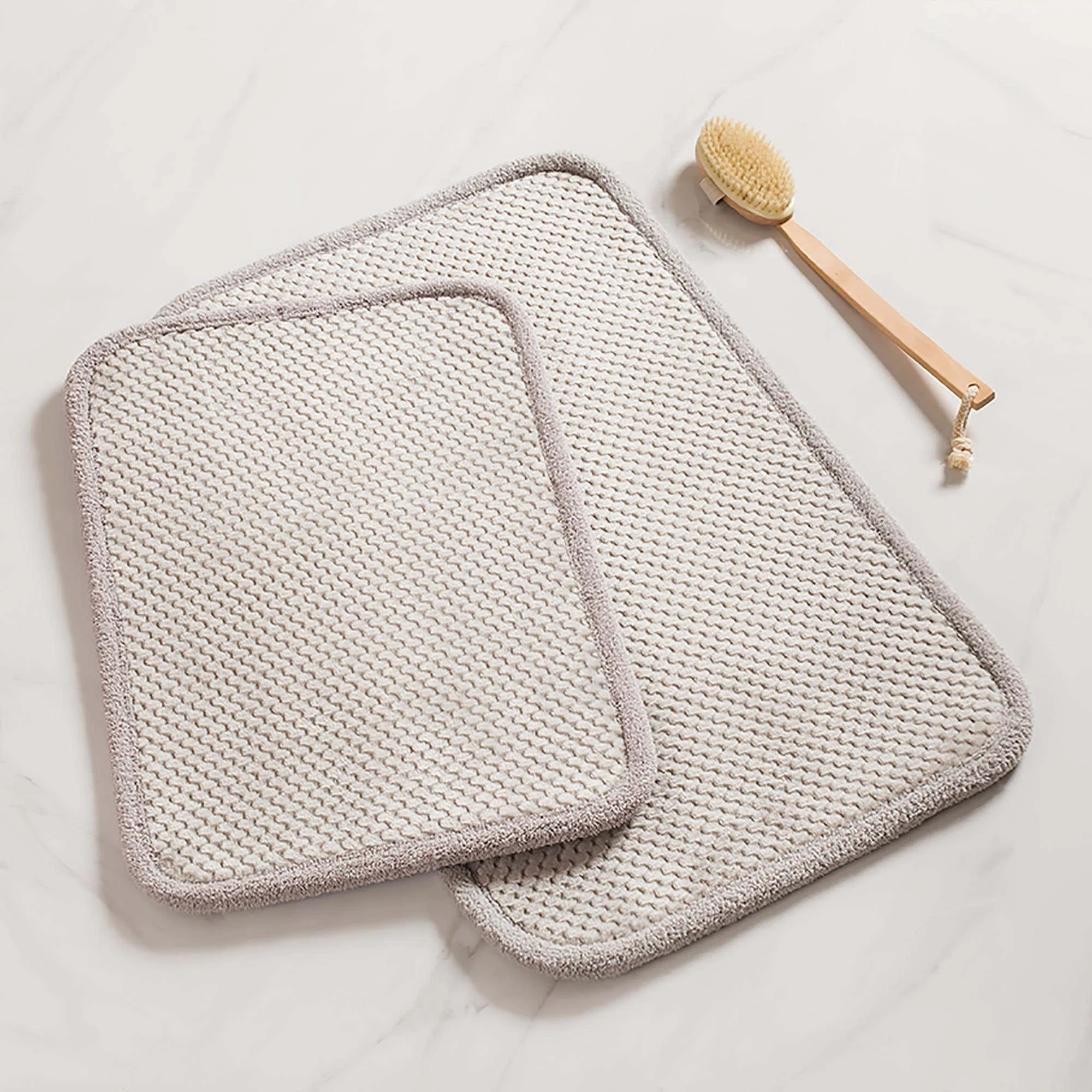 Harman Madame Bain Microfiber 17x24" Bathmat - Set of 2 (Light Grey)