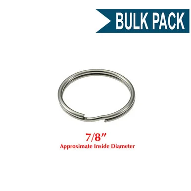 Heavy Duty Split Key Ring Nickel Plated 7/8 Inch Diameter (USA)-Bulk Pack of 100