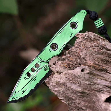 Heretic Kobold H065-CS-TX Fixed Blade Knife, 2.56" CPM-MagnaCut Blade, Toxic Green Cel Shade G-10 Handle, UV Reactive, Made in USA