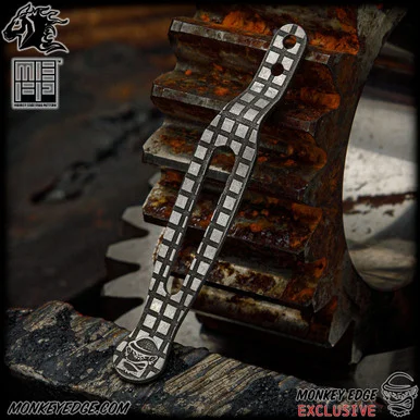 Hinderer Pocket Clip: Titanium Stonewashed Monkey Edge FRAG Pattern