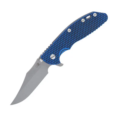 Hinderer XM-24 Blue-Black – Stonewash 4in Plain Stonewash Bowie