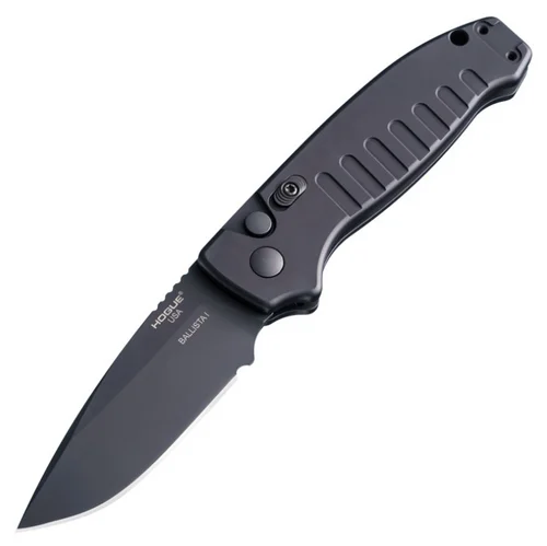 Hogue 64130 Ballista I Automatic - 3.5" Black Cerakote 154CM Drop Point Blade - 6061-T6 Black Hard Anodized Aluminum Handle