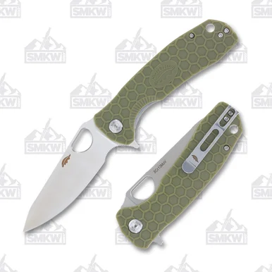 Honey Badger Large Leaf Knife Green 3.63in Plain Satin Blade HB1290