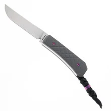 Jack Wolf Pioneer Fixed Blade Knife Dark Blast Titanium Cross Hatch 2 Handle S90V Drop Point Plain Edge Hand Satin Finish