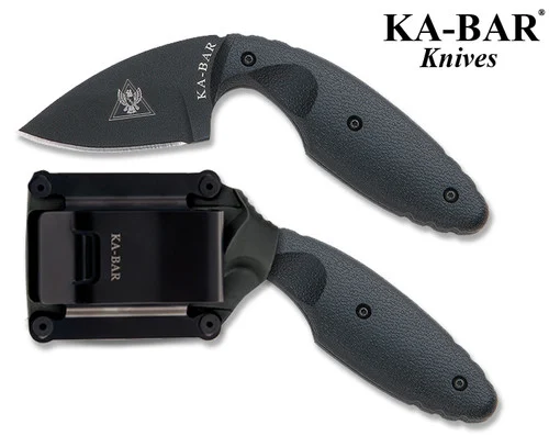 Ka-Bar 1480 TDI Law Enforcement Knife - 2.3" Plain Edge AUS-8A Blade - Molded Belt Sheath 02-1480