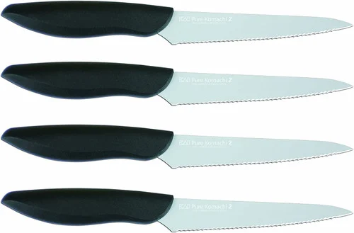 KAI Pure Kamachi 2 - 4 Piece Steak Knife Set - 5.0" Serrated Blades - Polypro Handles - AB5075