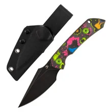 Kansept Fenrir Fixed Blade Knife 80's Camo Carbon Fiber Handle D2 Wharncliffe Plain Edge Blackwash Finish G3034A6