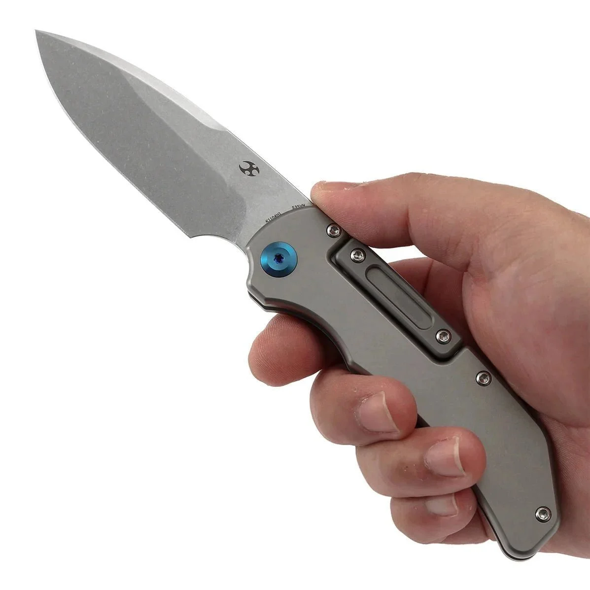 Kansept Hazard K1104H1 – 3.63" CPM-S35VN Blade, Stonewashed Titanium Handle, Bali Lock Knife