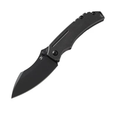 Kansept Pelican EDC Folding Knife Black SW Ti 3in Plain Black Sheepsfoot K1018A4
