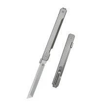 KB Prism Folding Knife Beadblast Titanium Handle Beadblast M390 Blade KB243D