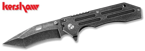 Kershaw 1302BW Lifter Blackwash - 3.5" Plain Edge Blackwash Tanto 8Cr13MoV Blade - SpeedSafe Assist Flipper - SS Handle w/Frame Lock