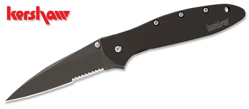 Kershaw 1660CKTST Ken Onion Design Leek SpeedSafe Assisted Flipper - 3.0" DLC Coated Combo Edge 14C28N Blade - DLC Coated Black Stainless Steel Handle
