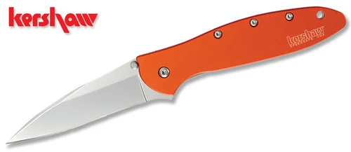 Kershaw 1660OR Ken Onion Design Leek SpeedSafe Assisted Flipper - 3.0" Plain Edge 14C28N Blade - Orange Anodized Aluminum Handle