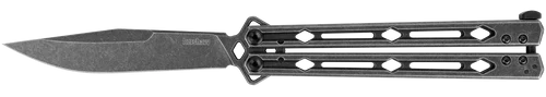 Kershaw 5150BW Lucha BlackWash Butterfly Knife - 4.6" 14C28N Sandvik Blade - Stainless Steel Handle
