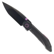Ketuo Folding Knife Stabitha Titanium/Purple Accents Handle M390 Drop Point Plain Edge DLC FinishFolding Knife Titanium/Purple Accents Handle M390 Drop Point Plain Edge DLC Finish