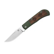 Kizer Christmas Trestle Folding Knife Aluminum/Mkuruti Wood Handle S45VN Clip Point Plain Edge Satin Finish Ki3761MC1