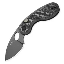 Kizer Microbe Folding Knife Vortex Micarta Handle 14C28N Drop Point Plain Edge Gray Stonewash Finish V2742A5