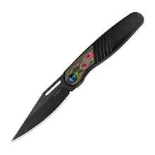 Kizer Raze Folding Knife Titanium/Color Camo 80's Handle S45VN Clip Point Plain Black Blade Ki3720A1