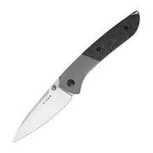 Kizer Spitfire Folding Knife Titanium/Carbon Fiber Handle S35VN Drop Point Plain Edge Ki3690A1
