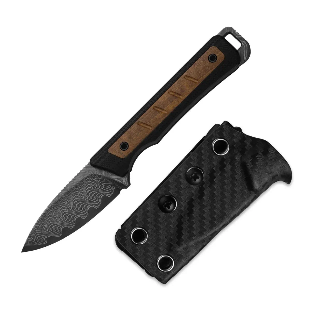 Kizer Whiskey Jack 1108A2 – Damascus Blade, G10 & Kuruti Wood Handle Folding Knife