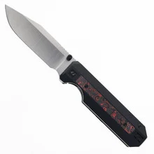 Knife Standards RR Sith Folding Knife Black/Red Titanium/Carbon Fiber Handle Magnacut Plain Edge Belt Satin Finish