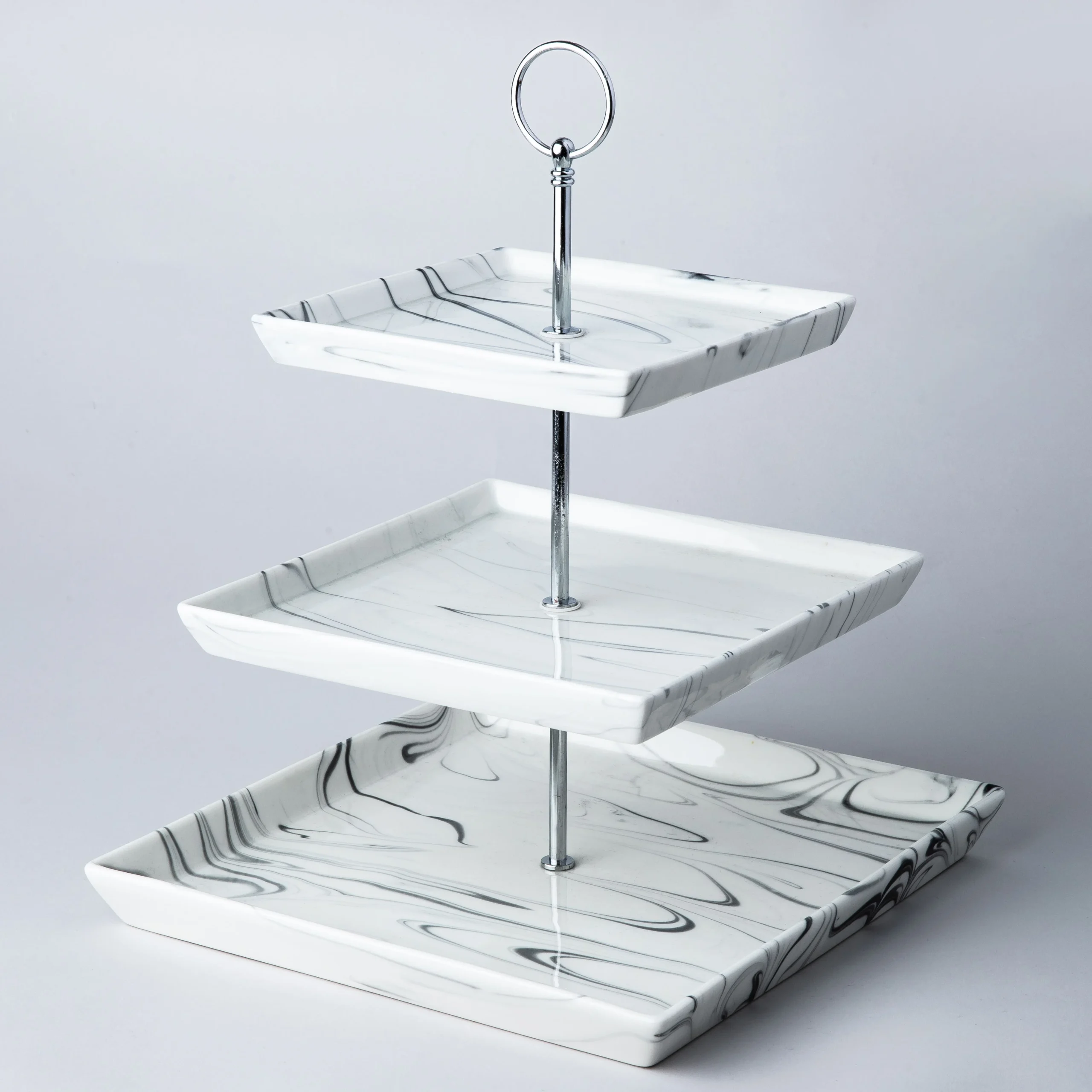 KSP Marble Porcelain Buffet Stand 3-Tier (White/Grey)