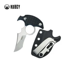 Kubey Stheno Fixed Blade Knife Black G10 Handle 14C28N Clip Point Plain Edge Stonewash Finish KU404A