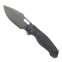 Kunwu Gringo Folding Knife Black Carbon Fiber Handle Elmax Plain Edge Black DLC Finish B712-CF-4