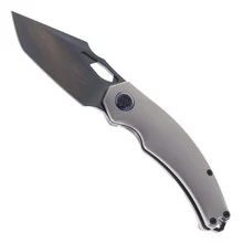 Kunwu Poon Padre Folding Knife Orange Peel Beadblast Grey Titanium Handle S90V Black DLC Finish K706TO-T2R