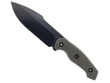 Kunwu Stiffy G Fixed Blade Knife Olive Green Micarta Handle ASSAB 88 Plain Edge Black DLC Finish F712-GN-4