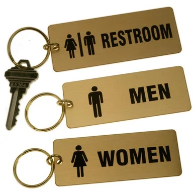 Lacquered Brass Large Rectangle Key Tag for Bathrooms