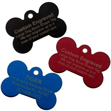 Large Dog Bone Pet ID Tag - Engraved