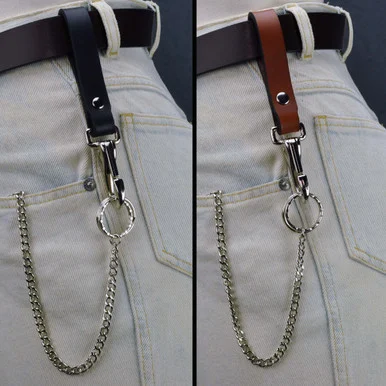 Leather Belt Key Holder Super Duty - Riveted with Chain