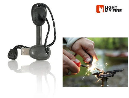 Light My Fire Swedish FireSteel 2.0 SCOUT - 3,000 Strikes at 5400 degrees Fahrenheit - Built-In Emergency Whistle - Black